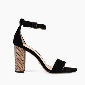 Pelle Moda Black BONNIE MID HEEL Sandals